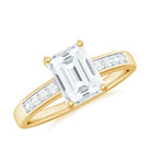 Octagon Cut Cubic Zirconia Solitaire Engagement Ring in Gold Zircon - ( AAAA ) - Quality - Rosec Jewels