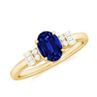 Rosec Jewels-Classic Oval Lab Grown Blue Sapphire Engagement Ring with Diamond