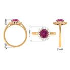 Claw Set Pink Tourmaline Cocktail Ring with Moissanite Halo in Gold Pink Tourmaline - ( AAA ) - Quality - Rosec Jewels