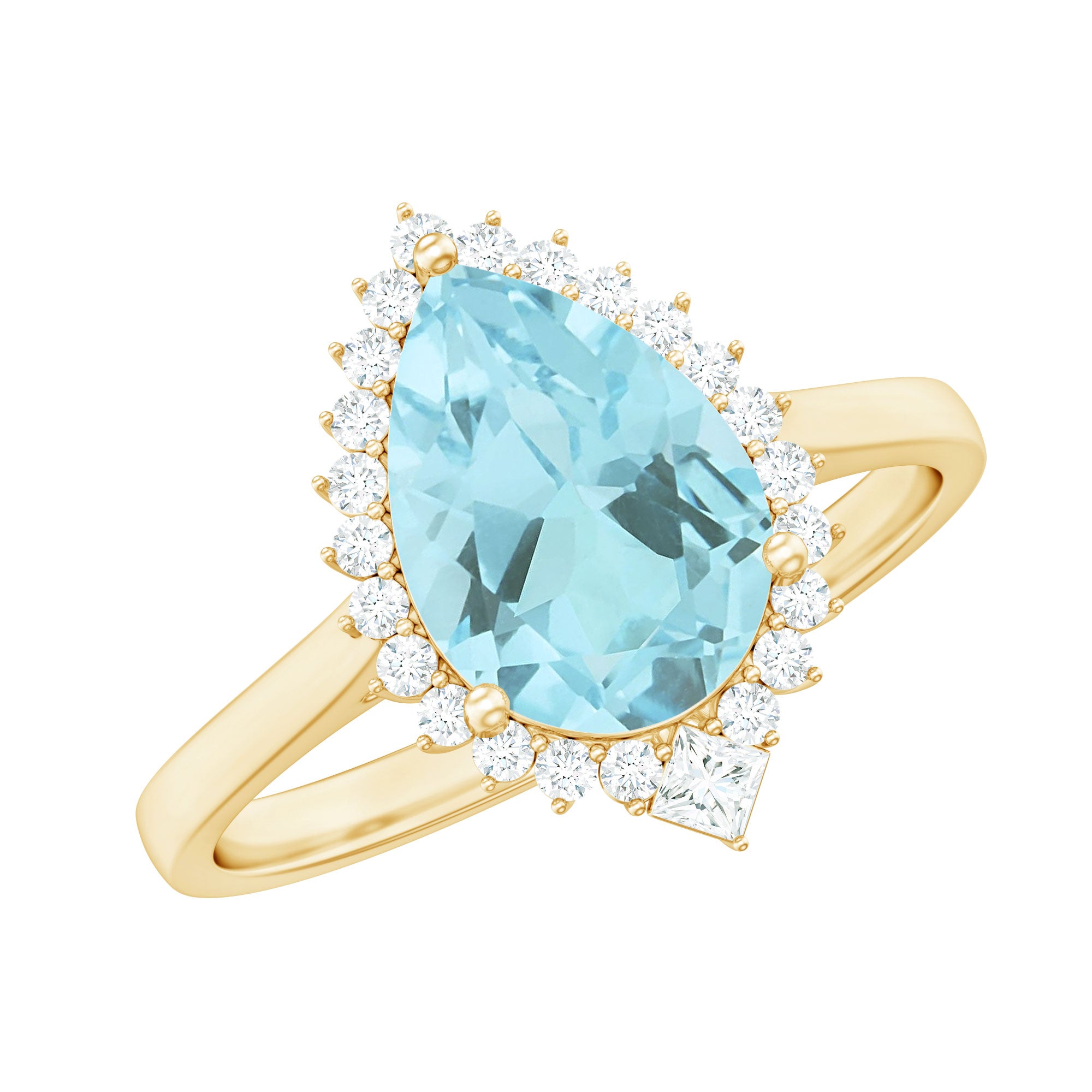 Pear Shaped Sky Blue Topaz and Diamond Halo Cocktail Ring Sky Blue Topaz - ( AAA ) - Quality - Rosec Jewels