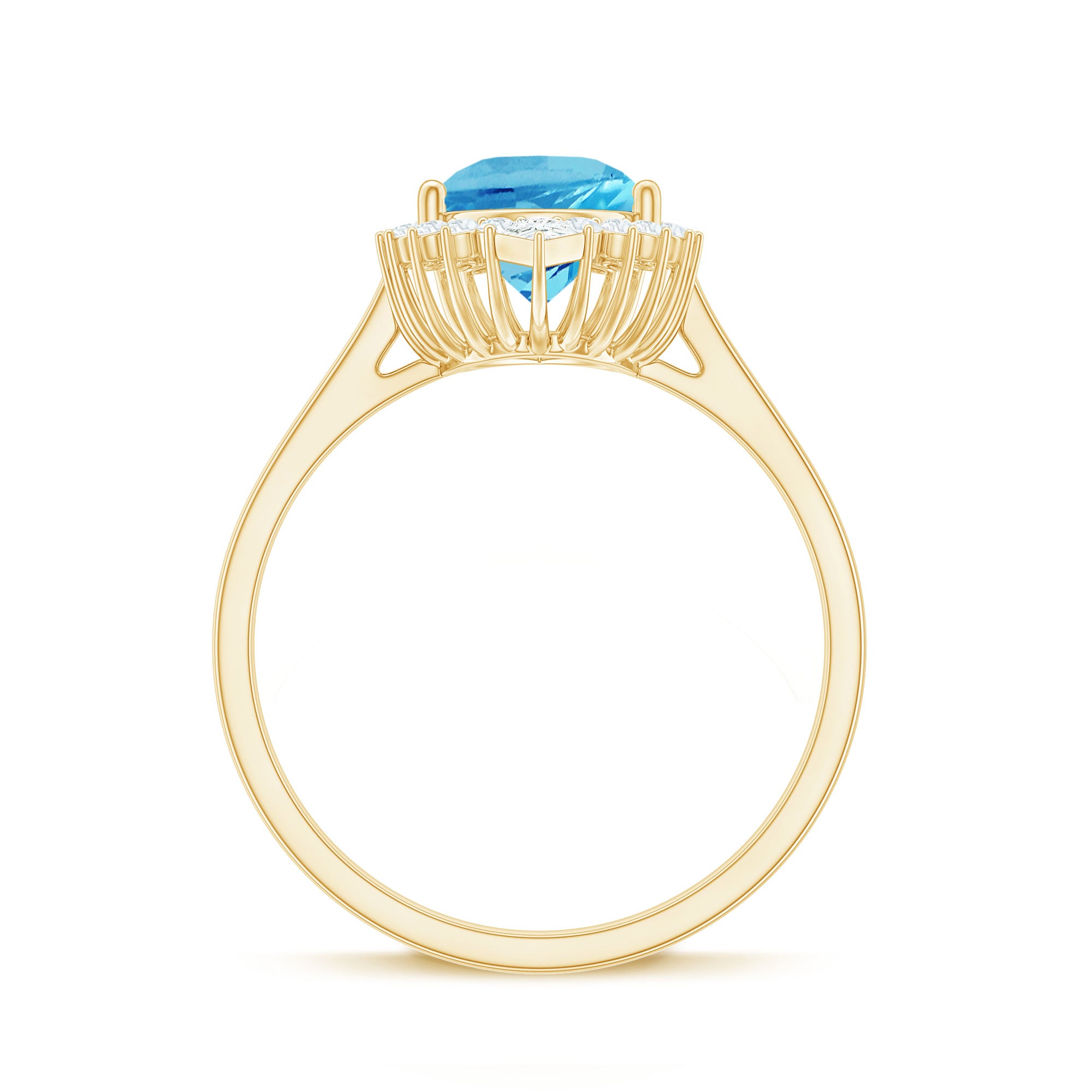 Pear Shaped Swiss Blue Topaz and Diamond Halo Cocktail Ring Swiss Blue Topaz - ( AAA ) - Quality - Rosec Jewels