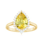 Cocktail Halo Ring with Created Yellow Sapphire and Diamond Lab Created Yellow Sapphire - ( AAAA ) - Quality - Rosec Jewels