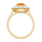 2 CT Round Citrine Cocktail Ring with Moissanite Double Halo Citrine - ( AAA ) - Quality - Rosec Jewels