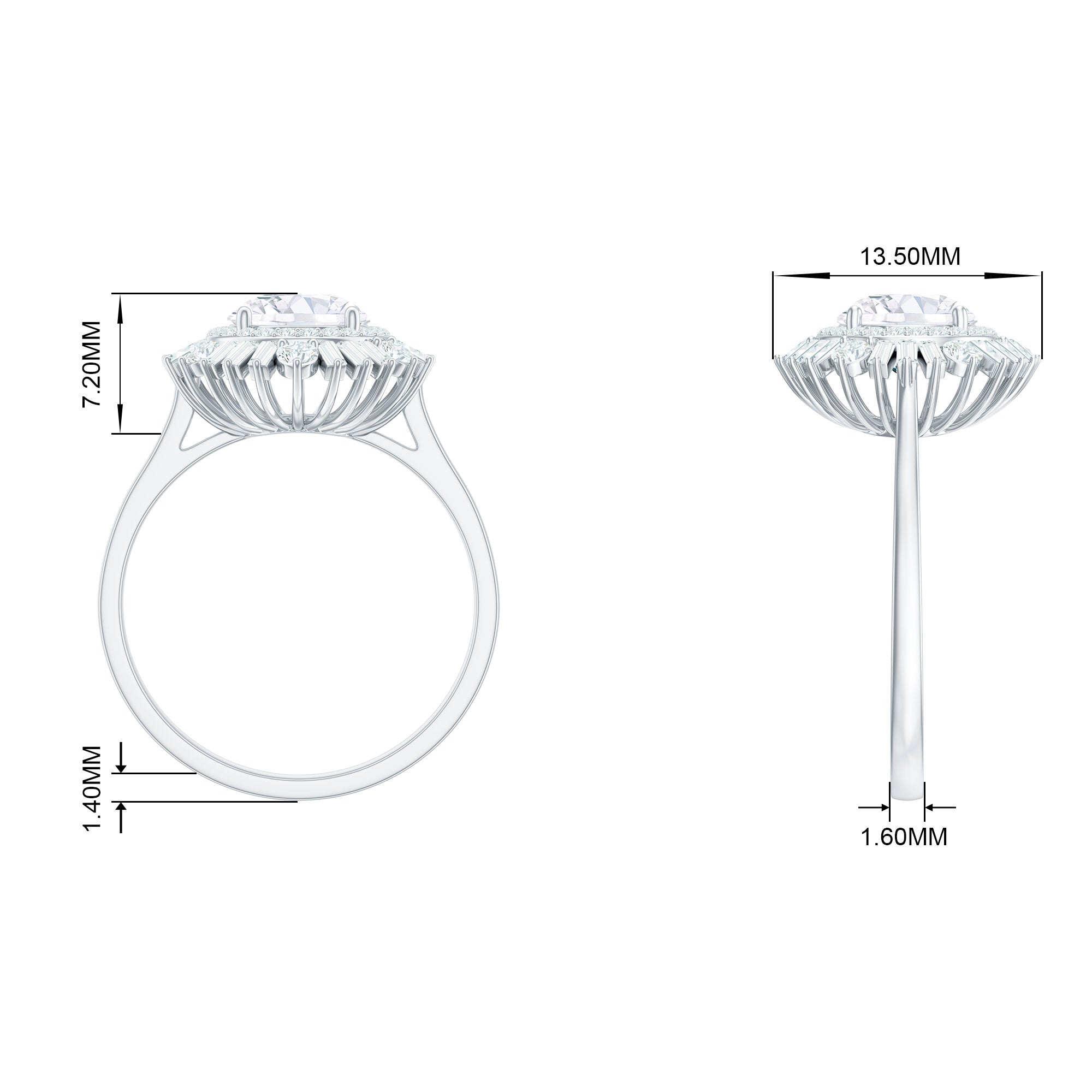 2.25 CT Zircon Cocktail Engagement Ring in Gold Zircon - ( AAAA ) - Quality - Rosec Jewels