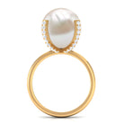 Designer Freshwater Pearl Solitaire Engagement Ring with Diamond Freshwater Pearl - ( AAA ) - Quality - Rosec Jewels