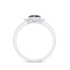 Heart Shape Garnet Engagement Ring with Diamond Accent Garnet - ( AAA ) - Quality - Rosec Jewels