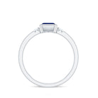 Bezel Set Octagon Cut Created Blue Sapphire Engagement Ring with Diamond Lab Created Blue Sapphire - ( AAAA ) - Quality - Rosec Jewels