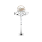 Classic Freshwater Pearl and Diamond Halo Ring Freshwater Pearl - ( AAA ) - Quality - Rosec Jewels