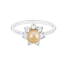 3 CT South Sea Pearl and Diamond Flower Engagement Ring South Sea Pearl - ( AAA ) - Quality - Rosec Jewels