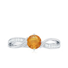 Infinity Shank Round Orange Sapphire Engagement Ring with Diamond Orange Sapphire - ( AAA ) - Quality - Rosec Jewels