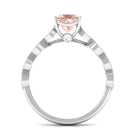 1.25 CT Princess Cut Morganite Solitaire Ring with Diamond Side Stones Morganite - ( AAA ) - Quality - Rosec Jewels