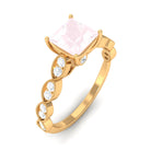 1.5 CT Princess Cut Rose Quartz Engagement Ring with Diamond Side Stones Rose Quartz - ( AAA ) - Quality - Rosec Jewels