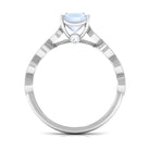 1 CT Princess Cut Moonstone Solitaire Ring with Diamond Side Stones Moonstone - ( AAA ) - Quality - Rosec Jewels