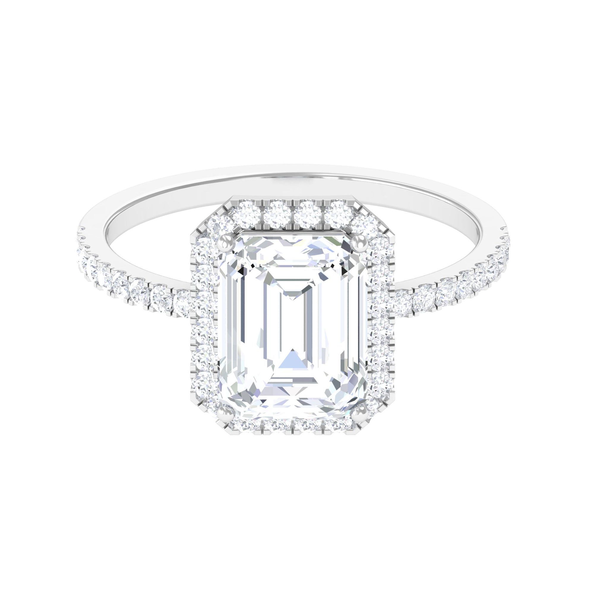 5.5 CT Octagon Zircon Halo Engagement Ring in Gold Zircon - ( AAAA ) - Quality - Rosec Jewels