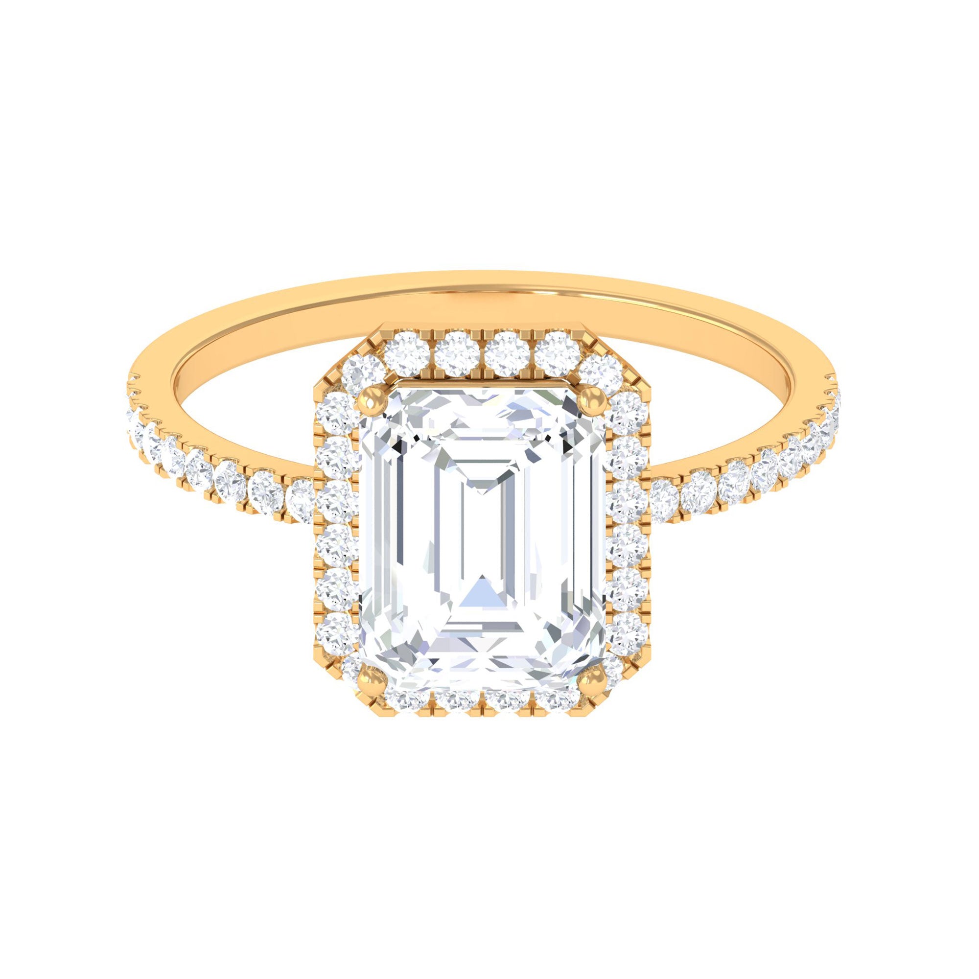 5.5 CT Octagon Zircon Halo Engagement Ring in Gold Zircon - ( AAAA ) - Quality - Rosec Jewels