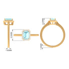 Emerald Cut Sky Blue Topaz and Diamond Halo Ring Sky Blue Topaz - ( AAA ) - Quality - Rosec Jewels