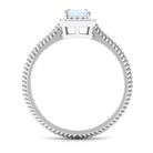 Emerald Cut Moonstone and Diamond Halo Ring Moonstone - ( AAA ) - Quality - Rosec Jewels