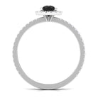 Round Shape Black Diamond Halo Engagement Ring with Diamond Black Diamond - ( AAA ) - Quality - Rosec Jewels