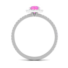 Round Pink Sapphire Halo Engagement Ring with Diamond Pink Sapphire - ( AAA ) - Quality - Rosec Jewels