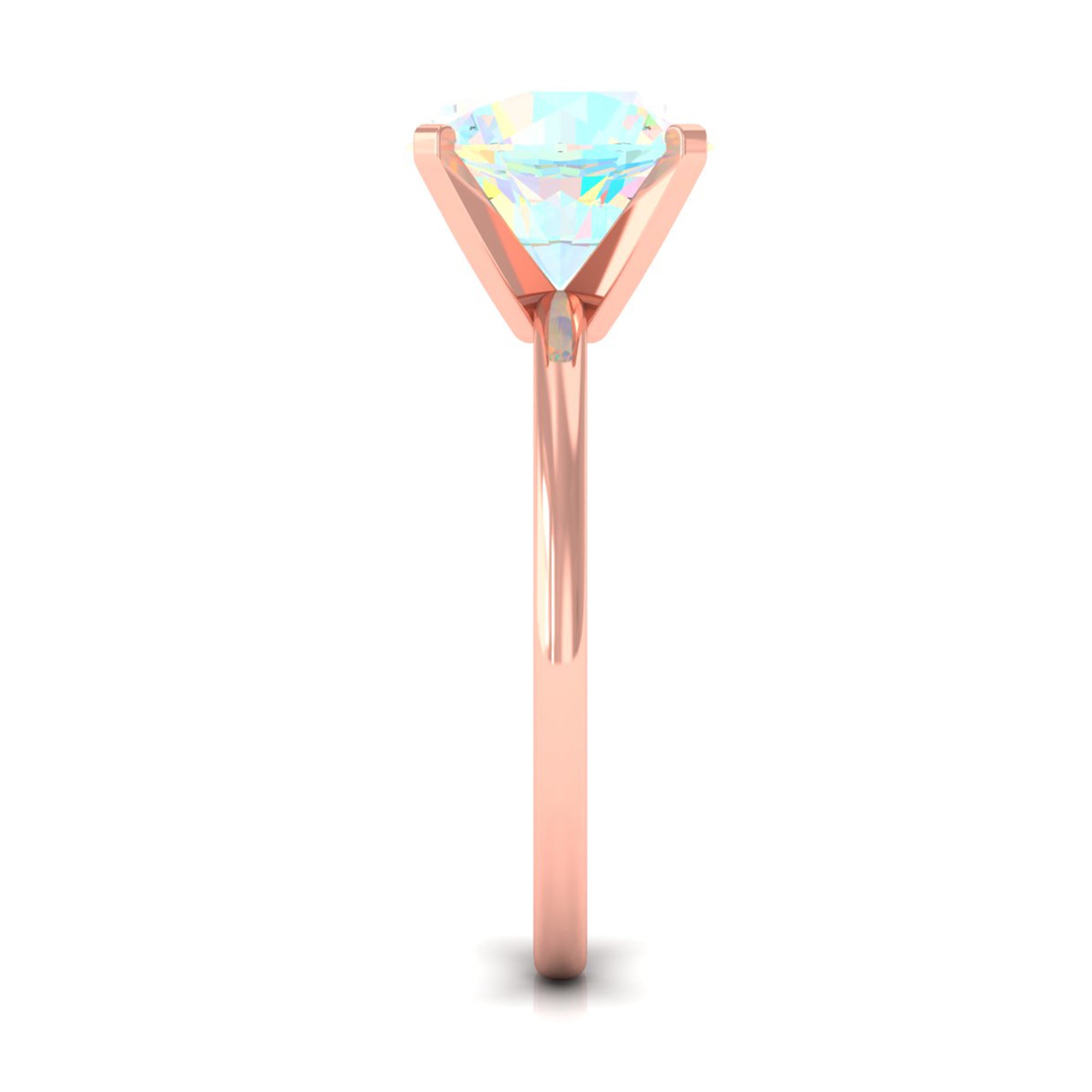 2 CT Round Cut Ethiopian opal Solitaire Engagement Ring in Peg Head Setting Ethiopian Opal - ( AAA ) - Quality - Rosec Jewels