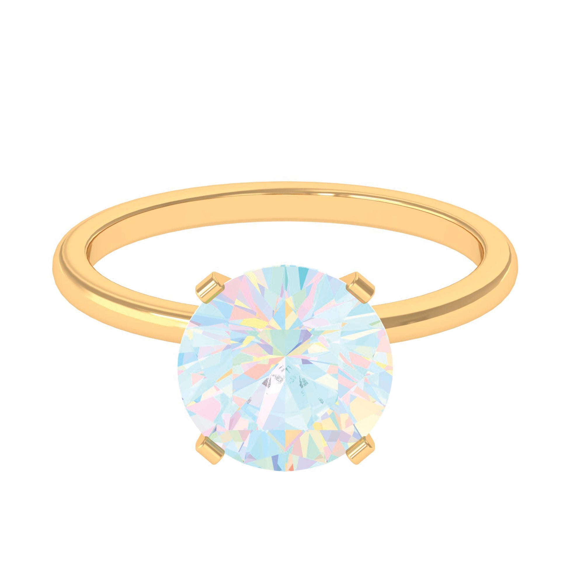 2 CT Round Cut Ethiopian opal Solitaire Engagement Ring in Peg Head Setting Ethiopian Opal - ( AAA ) - Quality - Rosec Jewels