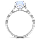 Round Moonstone Solitaire Engagement Ring with Diamond Moonstone - ( AAA ) - Quality - Rosec Jewels