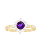 Round Amethyst and Diamond Classic Halo Ring Amethyst - ( AAA ) - Quality - Rosec Jewels