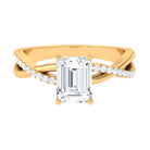 Emerald Cut Zircon Solitaire Ring in Infinity Shank Zircon - ( AAAA ) - Quality - Rosec Jewels