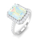 Octagon Ethiopian Opal Halo Engagement Ring with Diamond Ethiopian Opal - ( AAA ) - Quality - Rosec Jewels