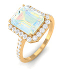 Octagon Ethiopian Opal Halo Engagement Ring with Diamond Ethiopian Opal - ( AAA ) - Quality - Rosec Jewels