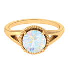 2 CT Round Ethiopian Opal Solitaire Gold Ring in Split Shank Ethiopian Opal - ( AAA ) - Quality - Rosec Jewels