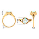 2 CT Round Ethiopian Opal Solitaire Gold Ring in Split Shank Ethiopian Opal - ( AAA ) - Quality - Rosec Jewels