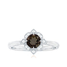 Vintage Inspired Smoky Quartz and Diamond Engagement Ring Smoky Quartz - ( AAA ) - Quality - Rosec Jewels