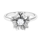 1/4 CT Round Cut Cubic Zirconia and Gold Flower Engagement Ring Zircon - ( AAAA ) - Quality - Rosec Jewels