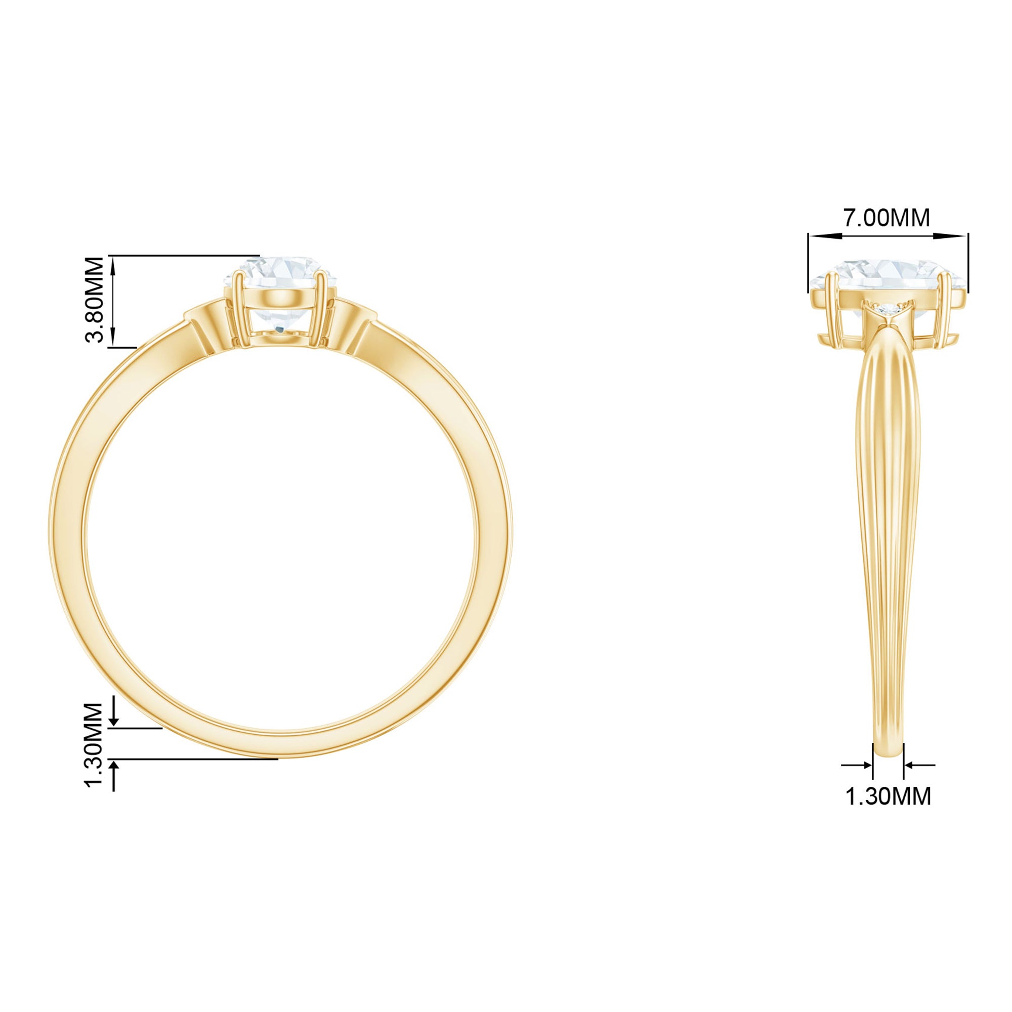 Oval Moissanite Simple Solitaire Engagement Ring Moissanite - ( D-VS1 ) - Color and Clarity - Rosec Jewels