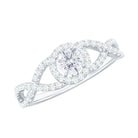 3/4 CT Criss Cross Shank Zircon Halo Engagement Ring Zircon - ( AAAA ) - Quality - Rosec Jewels