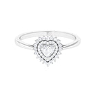 Heart Shape Zircon Statement Engagement Ring with Double Halo Zircon - ( AAAA ) - Quality - Rosec Jewels