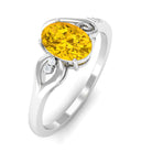 1 CT Oval Cut Solitaire Yellow Sapphire Unique Engagement Ring with Diamond Yellow Sapphire - ( AAA ) - Quality - Rosec Jewels