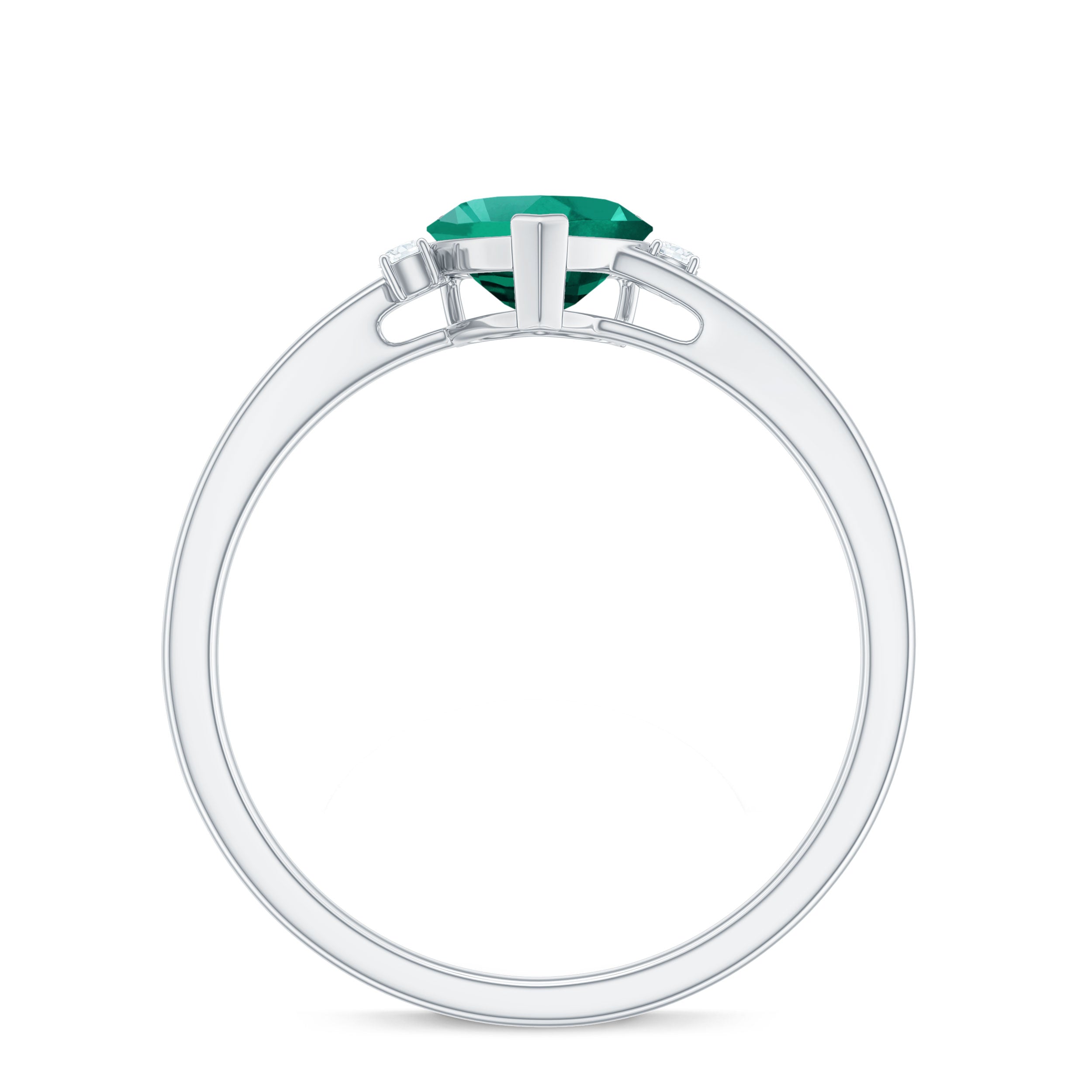 6 MM Heart Lab Grown Emerald Minimal Solitaire Promise Ring Lab Created Emerald - ( AAAA ) - Quality - Rosec Jewels