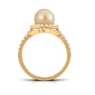 South Sea Pearl and Diamond Halo Wedding Ring Set South Sea Pearl - ( AAA ) - Quality - Rosec Jewels