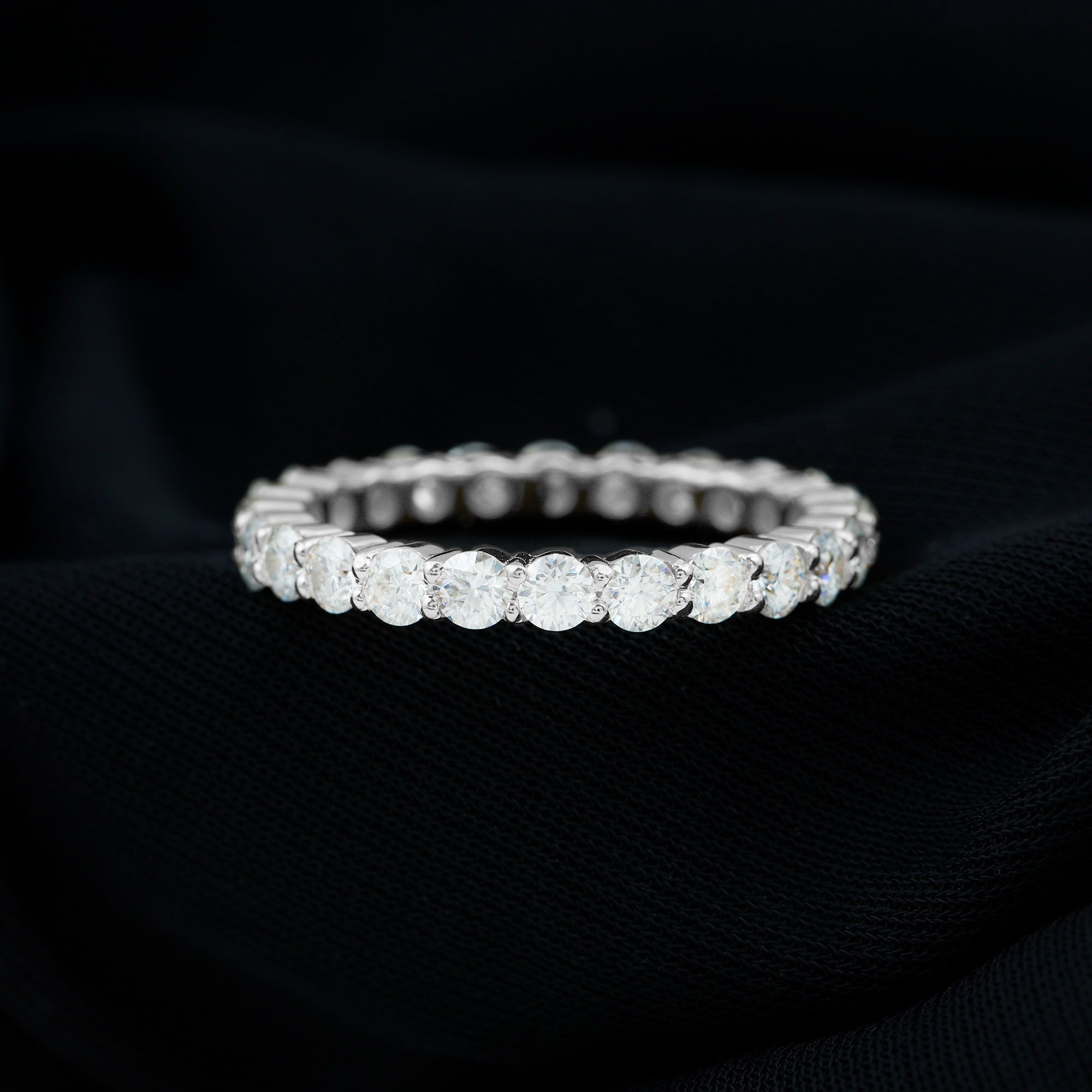 Round Cubic Zirconia Full Eternity Band Ring in Gold Zircon - ( AAAA ) - Quality - Rosec Jewels