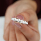 Round Cubic Zirconia Full Eternity Band Ring in Gold Zircon - ( AAAA ) - Quality - Rosec Jewels