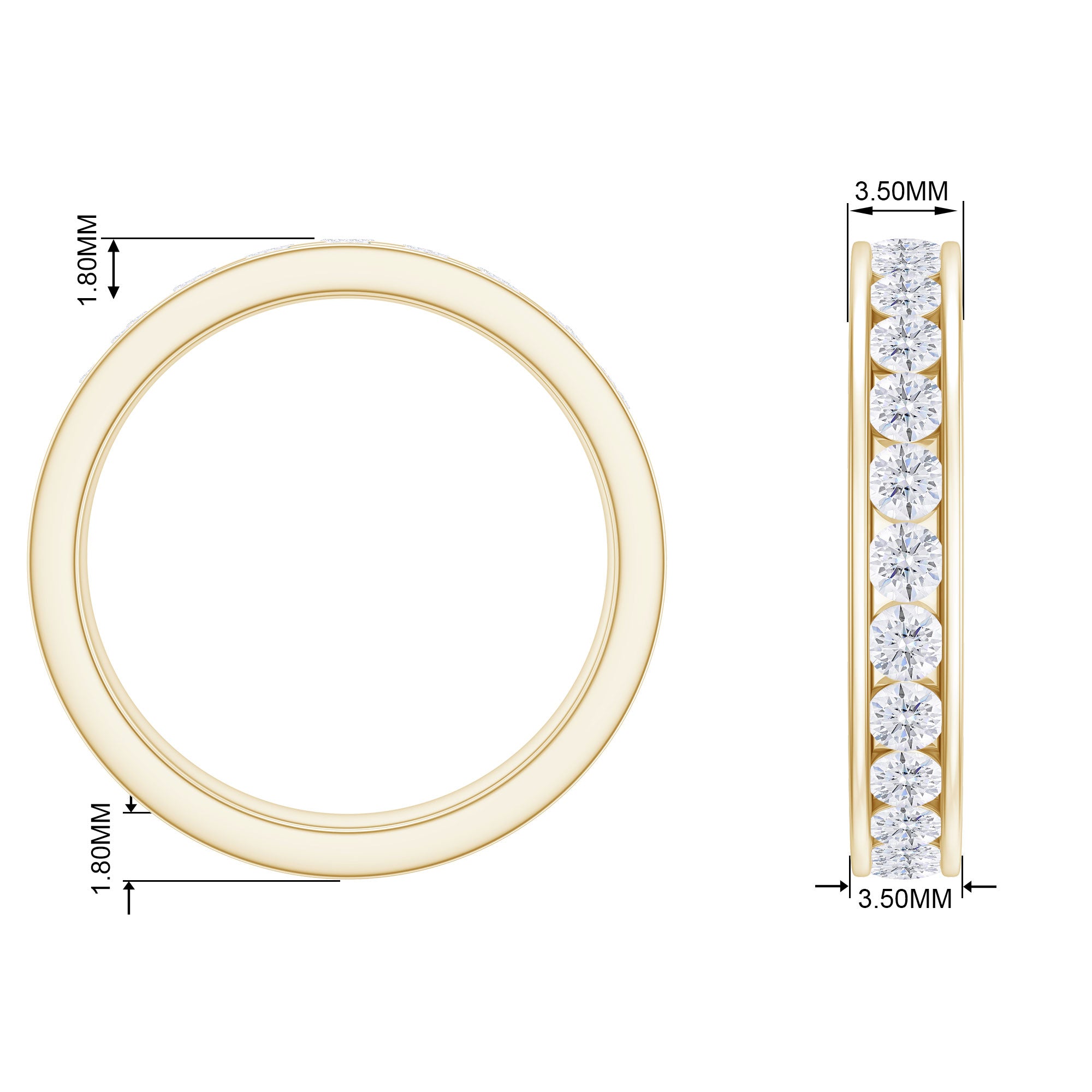 3 CT Channel Set Round Moissanite Full Eternity Band Ring Moissanite - ( D-VS1 ) - Color and Clarity - Rosec Jewels