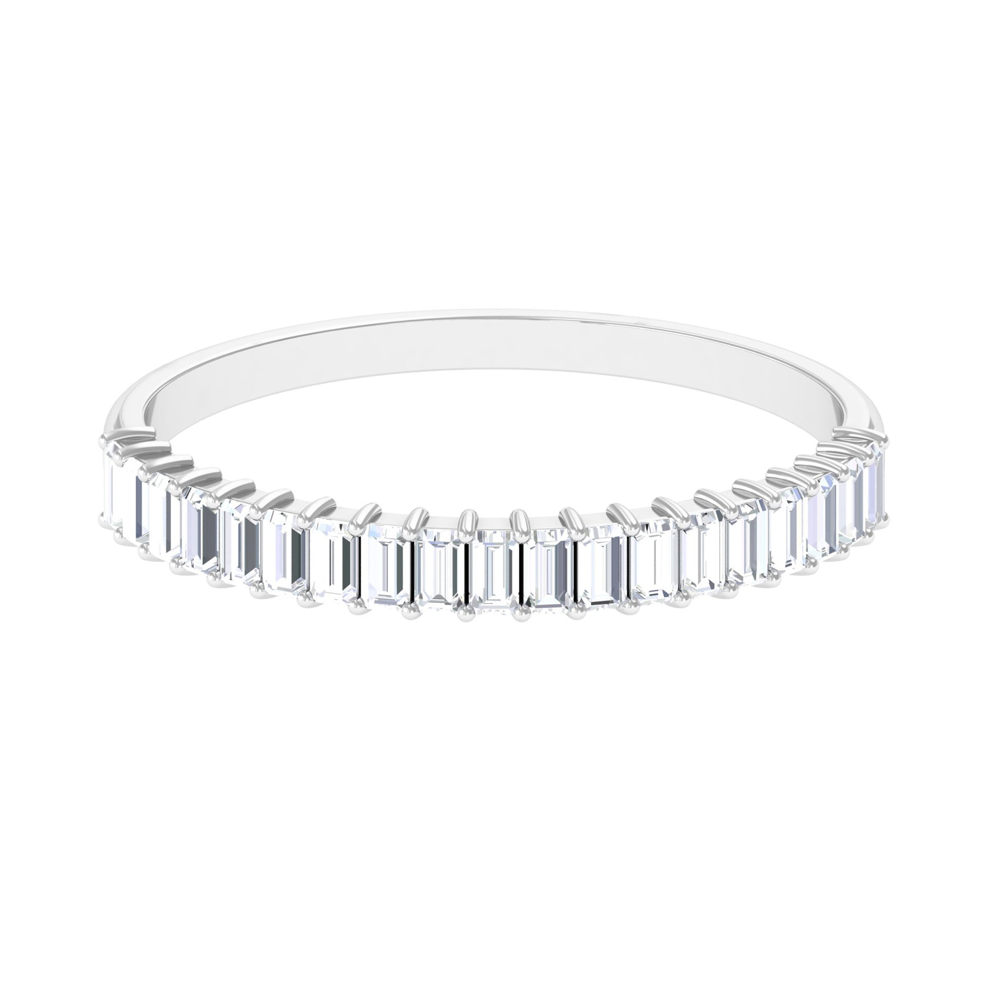 Minimal Baguette Cut Cubic Zirconia Half Eternity Ring Zircon - ( AAAA ) - Quality - Rosec Jewels