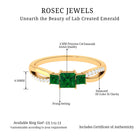 Princess Cut Created Emerald 3 Stone Ring with Diamond Lab Created Emerald - ( AAAA ) - Quality - Rosec Jewels