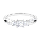 3/4 CT Princess Cut Three Stone Zircon Infinity Promise Ring Zircon - ( AAAA ) - Quality - Rosec Jewels