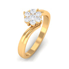 Round Moissanite Flower Ring in Gold Bypass Shank Moissanite - ( D-VS1 ) - Color and Clarity - Rosec Jewels