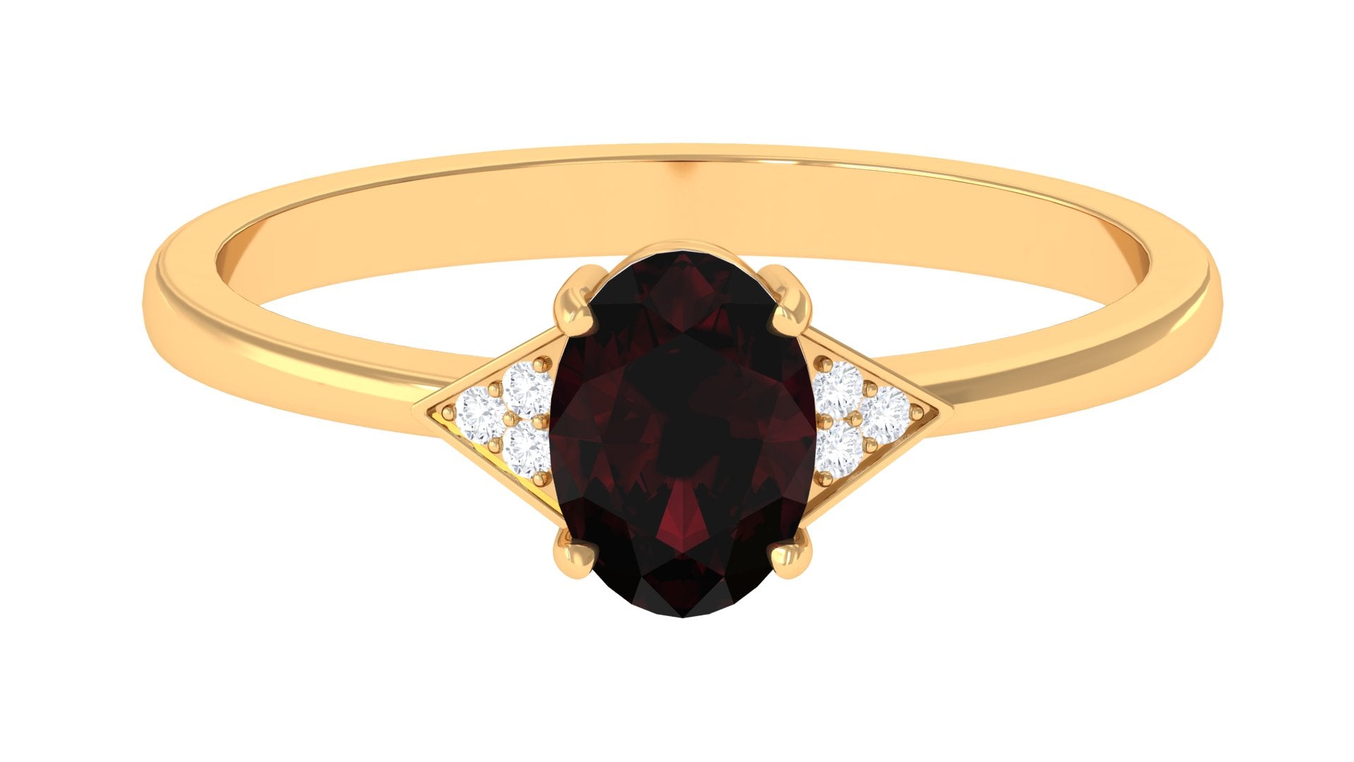 1.5 CT Oval Garnet Engagement Ring with Diamond Trio Garnet - ( AAA ) - Quality - Rosec Jewels