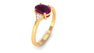 1 CT Oval Rhodolite Solitaire Ring with Diamond Accent Rhodolite - ( AAA ) - Quality - Rosec Jewels