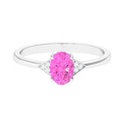 1 CT Oval Pink Sapphire Solitaire Ring with Diamond Accent Pink Sapphire - ( AAA ) - Quality - Rosec Jewels